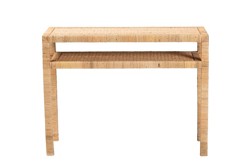 Giolla Bohemian Light Honey Rattan and Acacia Wood Console Table