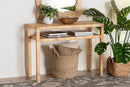 Giolla Bohemian Light Honey Rattan and Acacia Wood Console Table Baxton