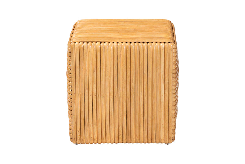 Obert Bohemian Light Honey Rattan Footstool