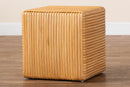 Obert Bohemian Light Honey Rattan Footstool Baxton