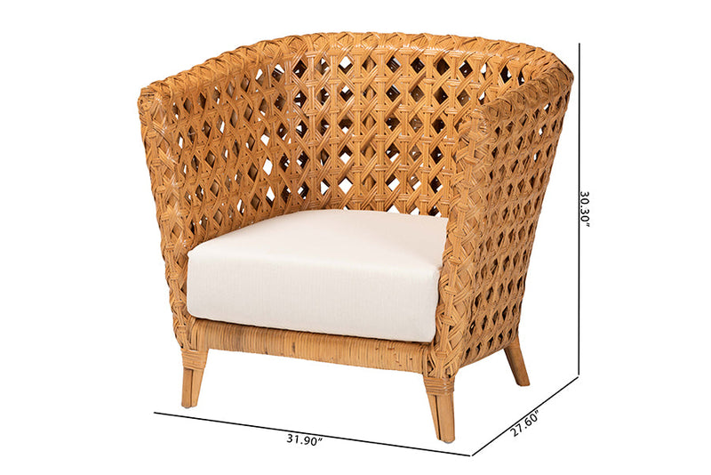Draper Bohemian Light Honey Ratan Accent Chair Baxton