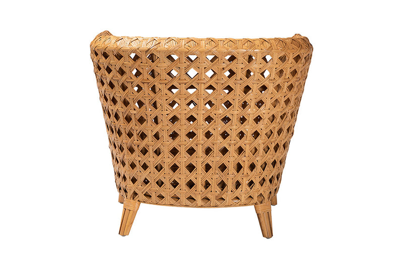 Draper Bohemian Light Honey Ratan Accent Chair Baxton