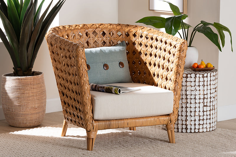 Draper Bohemian Light Honey Ratan Accent Chair