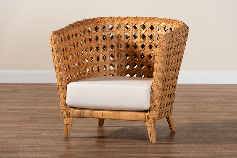 Draper Bohemian Light Honey Ratan Accent Chair