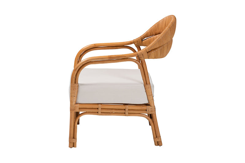 Alivia Bohemian Light Honey Rattan Arm Chair Baxton