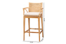 Miya Bohemian Natural Rattan and Teak Wood 2Pc Bar Stool Set Baxton
