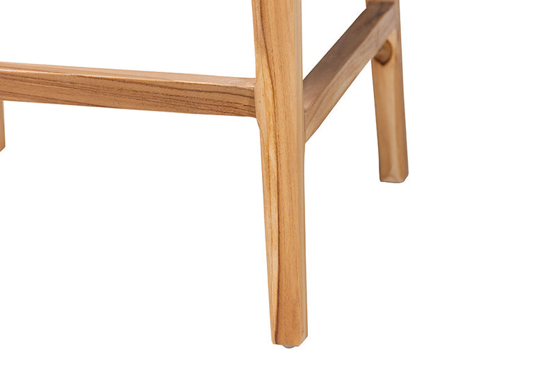 Miya Bohemian Natural Rattan and Teak Wood 2Pc Counter Stool Set Baxton