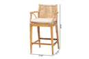 Miya Bohemian Natural Rattan and Teak Wood 2Pc Counter Stool Set Baxton
