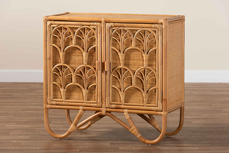 Sabelle Bohemian Light Honey Rattan Storage Cabinet
