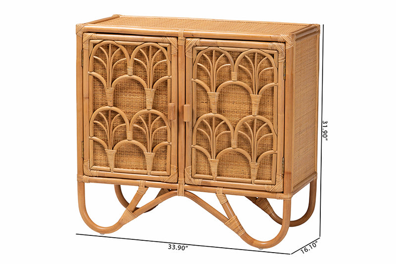 Sabelle Bohemian Light Honey Rattan Storage Cabinet