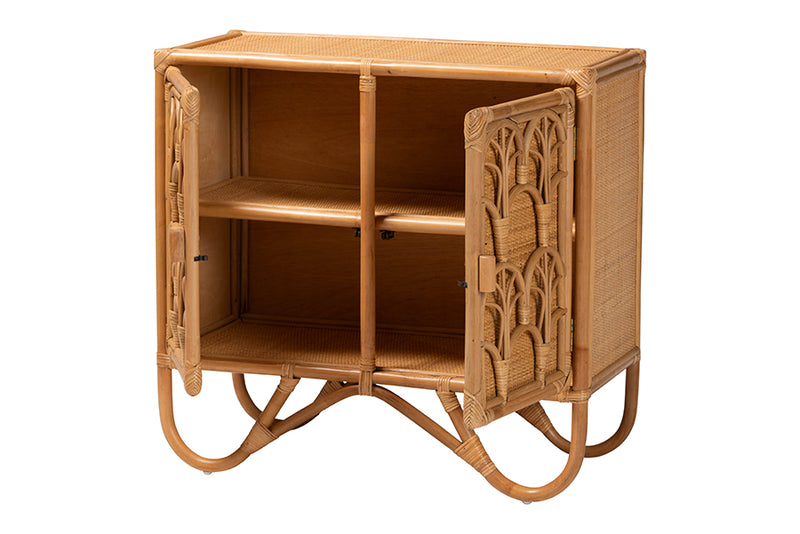 Sabelle Bohemian Light Honey Rattan Storage Cabinet