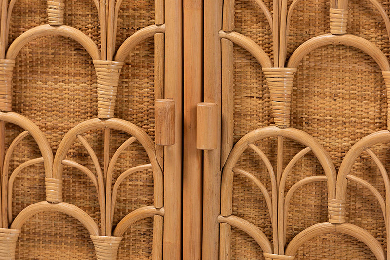Sabelle Bohemian Light Honey Rattan Storage Cabinet
