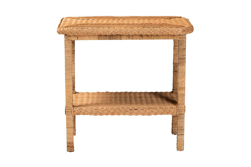 Samwell Bohemian Light Honey Braided Rattan Side Table