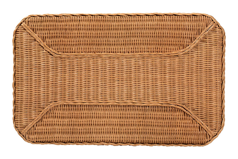 Samwell Bohemian Light Honey Braided Rattan Side Table Baxton