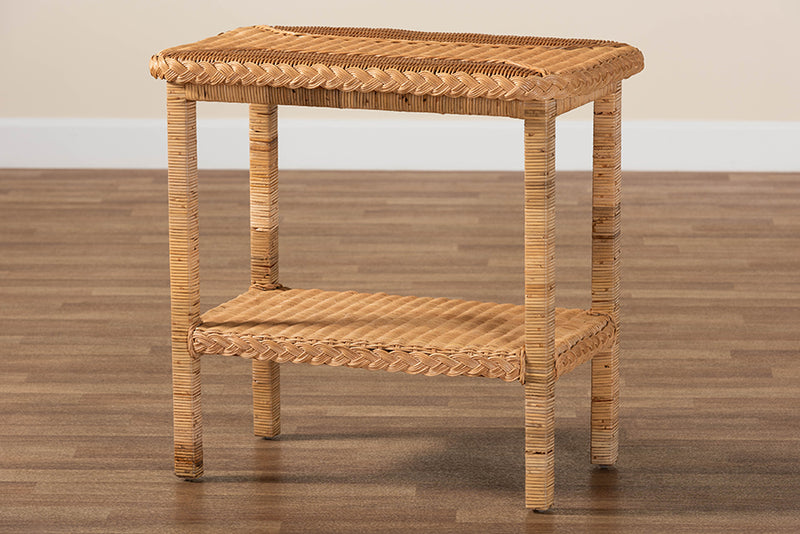 Samwell Bohemian Light Honey Braided Rattan Side Table