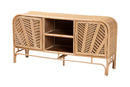 Marlette Bohemian Natural Rattan 2-Door Storage Cabinet Baxton