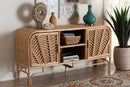 Marlette Bohemian Natural Rattan 2-Door Storage Cabinet Baxton