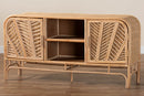 Marlette Bohemian Natural Rattan 2-Door Storage Cabinet Baxton
