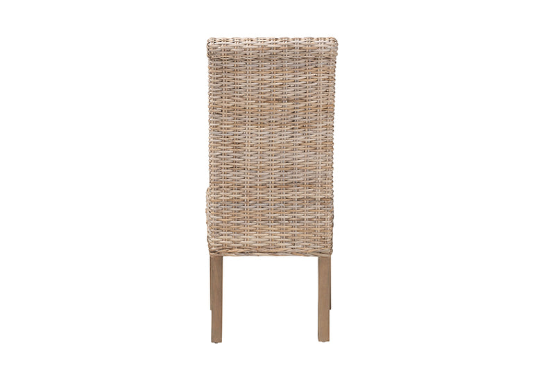 Kaija Bohemian Gray Natural Kubu Rattan and Mango Wood Dining Chair