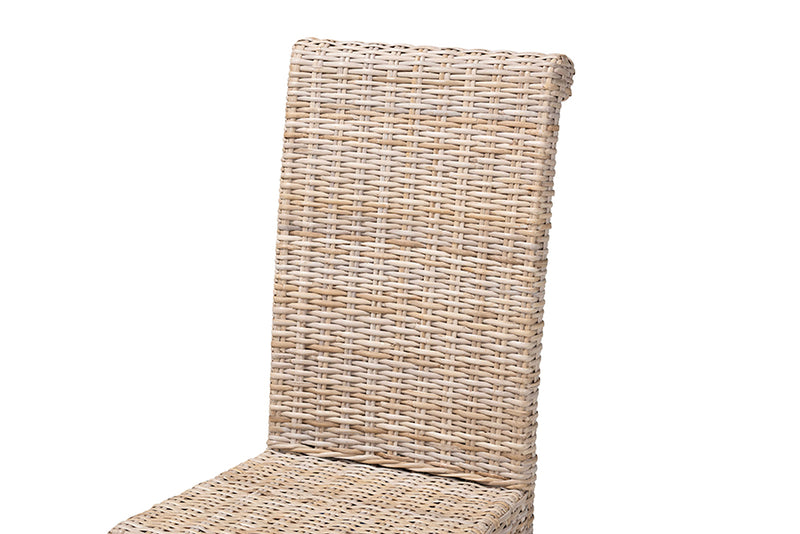 Kaija Bohemian Gray Natural Kubu Rattan and Mango Wood Dining Chair