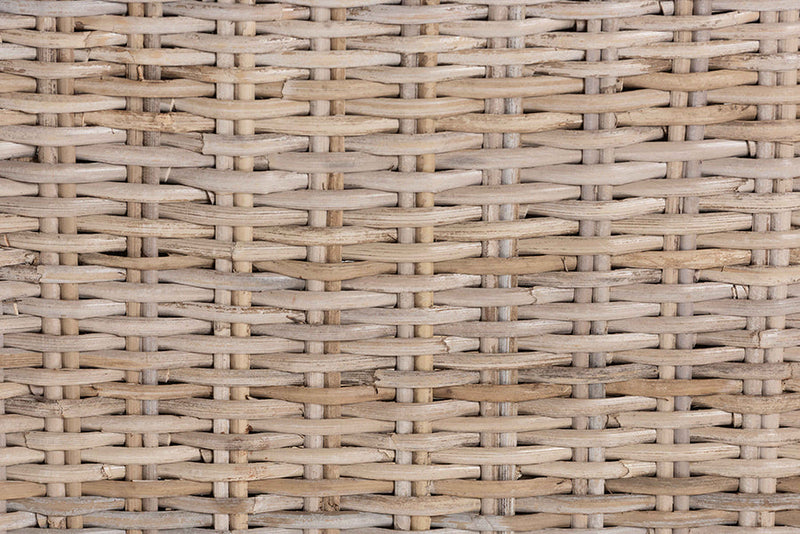 Kaija Bohemian Gray Natural Kubu Rattan and Mango Wood Dining Chair Baxton