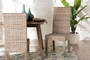 Kaija Bohemian Gray Natural Kubu Rattan and Mango Wood Dining Chair Baxton