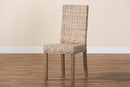 Elena Bohemian Gray Kubu Rattan and Mango Wood Dining Chair Baxton