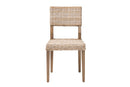 Gretchen Bohemian Gray Kubu Rattan and Mahogany Wood Dining Chair Baxton