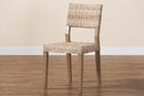 Gretchen Bohemian Gray Kubu Rattan and Mahogany Wood Dining Chair Baxton