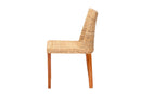 Coolidge Bohemian Light Honey Kubu Rattan and Mahogany Wood Dining Chair Baxton