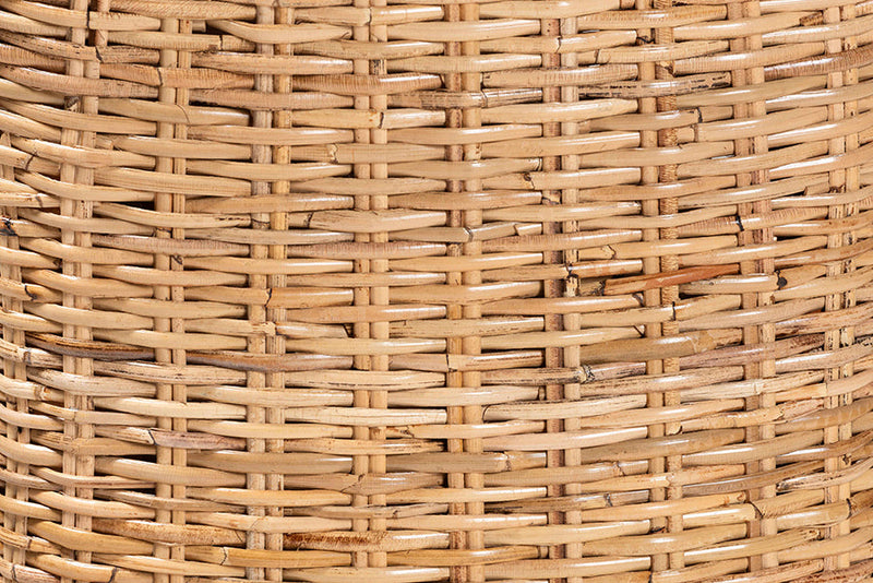 Coolidge Bohemian Light Honey Kubu Rattan and Mahogany Wood Dining Chair Baxton