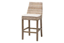 Mabelle Gray Kubu Rattan and Rustic Taupe Finished Mahogany Wood Counter Stool Baxton
