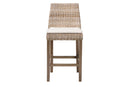 Mabelle Gray Kubu Rattan and Rustic Taupe Finished Mahogany Wood Counter Stool Baxton