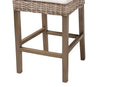 Mabelle Gray Kubu Rattan and Rustic Taupe Finished Mahogany Wood Counter Stool Baxton