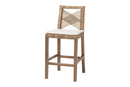 Chesterfield Gray Natural Kubu Rattan and Mahogany Wood Counter Stool Baxton