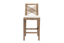 Chesterfield Gray Natural Kubu Rattan and Mahogany Wood Counter Stool Baxton