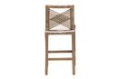 Chesterfield Gray Natural Kubu Rattan and Mahogany Wood Counter Stool Baxton