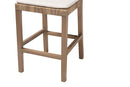 Chesterfield Gray Natural Kubu Rattan and Mahogany Wood Counter Stool Baxton