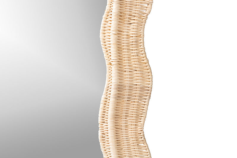 Nebu Bohemian Natural Scallop Rattan Accent Wall Mirror Baxton