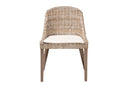 Ballerina Bohemian Gray Kubu Rattan and Mahogany Wood Dining Chair Baxton