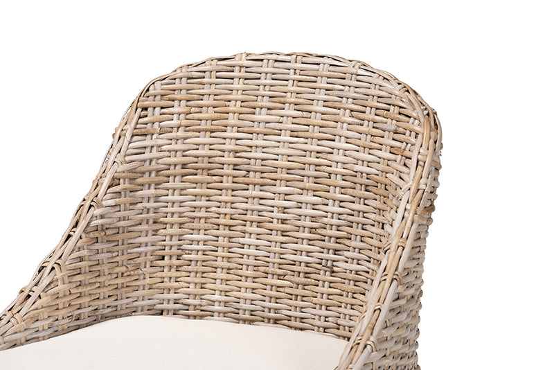 Ballerina Bohemian Gray Kubu Rattan and Mahogany Wood Dining Chair