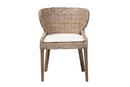 Colemar Bohemian Gray Natural Kubu Rattan and Mahogany Wood Dining Chair Baxton
