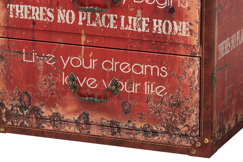 Elissa Faux Leather and Wood 3-Drawer Storage Trunk Baxton