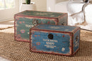 Capella Parisian Faux Leather and Wood 2Pc Storage Trunk Set Baxton
