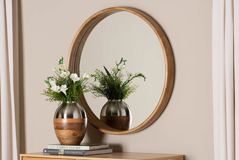 Karine Japandi Natural Round Accent Wall Mirror Baxton