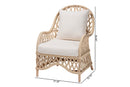 Baptiste Bohemian Ivory Braided Rattan Arm Chair Baxton