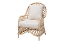 Baptiste Bohemian Ivory Braided Rattan Arm Chair Baxton