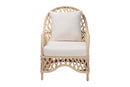 Baptiste Bohemian Ivory Braided Rattan Arm Chair Baxton