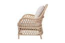 Baptiste Bohemian Ivory Braided Rattan Arm Chair Baxton