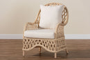 Baptiste Bohemian Ivory Braided Rattan Arm Chair Baxton